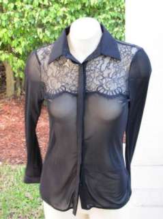 BEBE xs 175172 black top shirt mesh bustier  