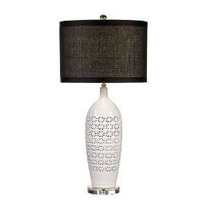  Wildwood Lamps 11868 Incised 1 Light Table Lamps in White 
