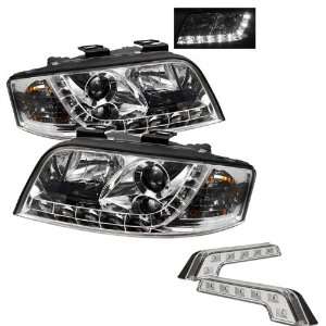   LED Chrome Projector Headlights and LED Day Time Running Light Package
