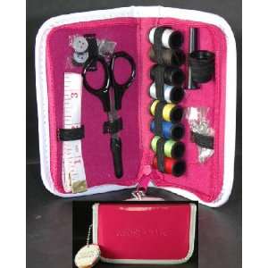  Sew Chic Pink Patent Leather Sewing Kit Travel Set NEW 