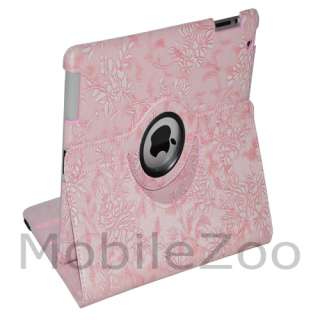 iPad 2 Stylish 360° Rotating Leather case Smart Cover w/ Embossed 