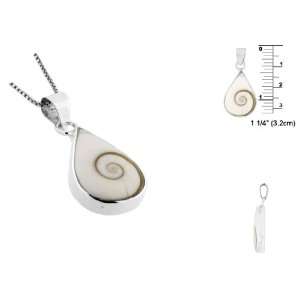    Sterling Silver Teardrop Pendant with Eye of Shiva Shell: Jewelry