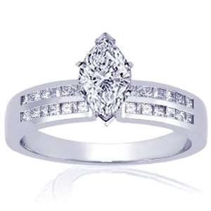 90 Ct Marquise Cut Diamond Engagement Ring Channel Set CUT: VERY GOOD 