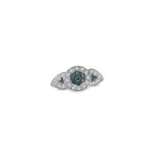 ZALES Enhanced Blue and White Diamond Three Stone Composite Ring in 