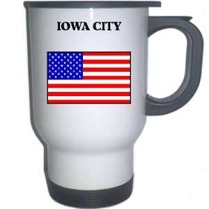  US Flag   Iowa City, Iowa (IA) White Stainless Steel Mug 