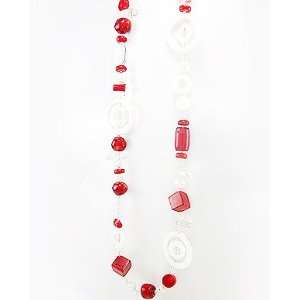  Marana Jewelry Long Wrap Around White Shell and Red Coral 