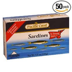 Pacific Crest Sardines in Tomato Sauce, 4.4 Ounce EZ Open Cans (Pack 