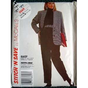 MISSES JACKET AND PANTS SIZE 10 12 14 STITCH N SAVE BY MCCALLS SEWING 
