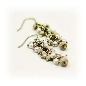  Asiandoll Silver Jaded Mini Pearl Drop Earrings Jewelry