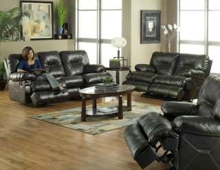 3PC DARK BROWN LEATHER ALL RECLINING LIVING ROOM SET  