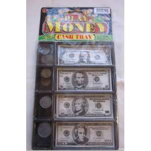  Jaru #3128 Play Money Cash Tray 20 Coins and 20 Bills Kids 