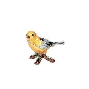  Jewel Encrusted Pewter & Enamel Bird Box w/Stand