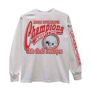 Ohio State Buckeyes 2002 National Champs Ash Script Long Sleeve T 