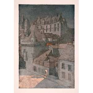  1906 Print Jules Guerin Art Chateau Loches Indre Loire 