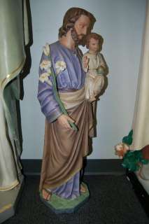 Fine Older Statue of St. Joseph w/Child + chalice co.  