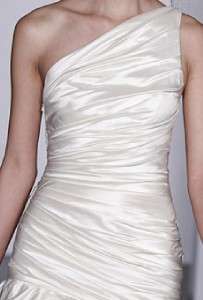 Amsale A567 Kenna Silk Taffeta Ivory One Shoulder New Couture Wedding 