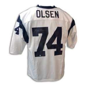  Merlin Olsen Signed LA Rams NFL t/b Jersey Everything 
