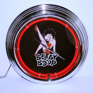  Betty Boop Leg Kick Round Neon Clock