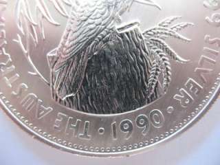 OZ.999 5 DOLLAR 1990 KOOKABURRA AUSTRALIA QUEEN ELIZABETH II COIN 