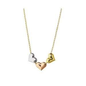  14K Gold Triple Heart Lariat Necklace Jewelry