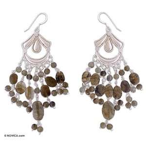    Labradorite earrings, Chandelier Gems 1.4 W 3.5 L Jewelry