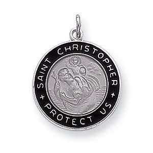  Enameled St. Christopher Medal 13/16in   Sterling Silver 