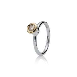   Silver Pandora 18K Gold Plated with Clear CZ Ring Size 8 Jewelry