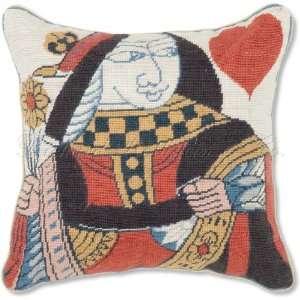  Queen of Hearts Playing Card Needlepoint Pillow: Home 