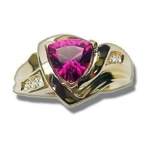  .10 ct 7mm Trillion Pink Tourmaline Ring: Jewelry