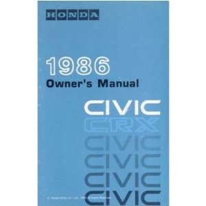  1986 HONDA CIVIC CRX Owners Manual User Guide: Automotive