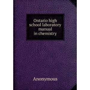  Ontario high school laboratory manual in chemistry 