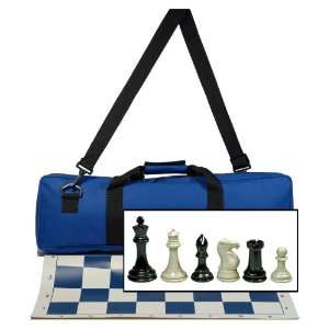  Tournament Chess Set with Deluxe Electric Blue Canvas Bag, Super 