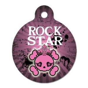  Girlie Rock Star   Pet ID Tag, 2 Sided, 4 Lines Custom 