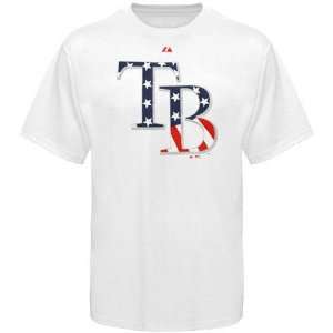  Tampa Bay Rays White Stars & Stripes Logo T shirt: Sports & Outdoors