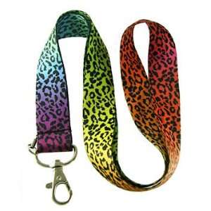  Cheetah Prints Rainbow Coloring Lanyard Keychain  
