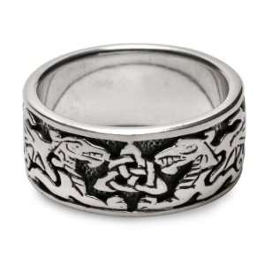 Celtic Dragon Ring in Sterling Silver   size 15