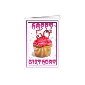  Happy 50th Birthday sweet cup cake Card: Toys & Games