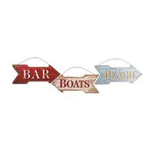   Set Of 3 Large Wood Signs Beach Nautical Wall Decor: Home & Kitchen