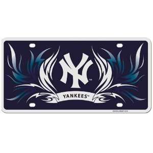 New York Yankees Flame License Styrene MLB Plate Car Sign Tag 