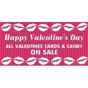   3x6 Vinyl Banner   Happy Valentines Day Cards Candy 
