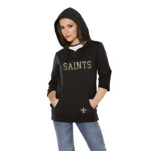 New Orleans Saints Womens Laser Cut 3/4 Sleeve Pullover Hoodie   by 