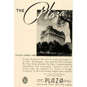  1933 Ad The Plaza Hotel Building New York Luxury Suites 