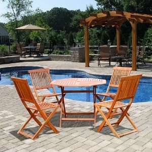  Wood Octagonal Table & Wood Folding Chair Dining Set