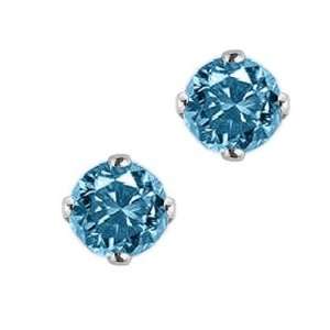  14K White Gold Blue Diamond Stud Earrings (1/2 ctw 