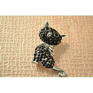 Black Cat Swarovski Crystal Brooch