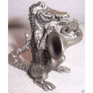   Pewter Animal Orchestra Alligator   French Horn 
