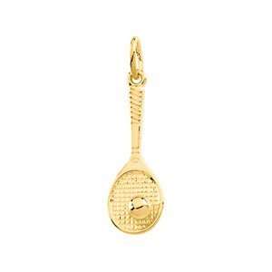  14kt Yellow Gold Tennis Racket Charm Jewelry