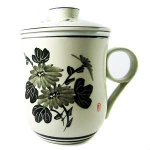  Chinese Porcelain Mug   Black Blossoms (Set of 2 