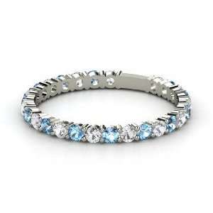  Rich & Thin Band, Platinum Ring with White Sapphire & Blue 