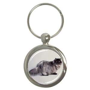  Persian Cat Black Smoke Key Chain (Round): Office Products